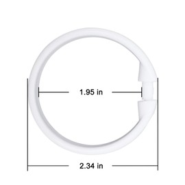 Kutesna 12 PCS White Plastic Shower Curtain Rings, Easy Snap Closure Shower Curtain Hooks