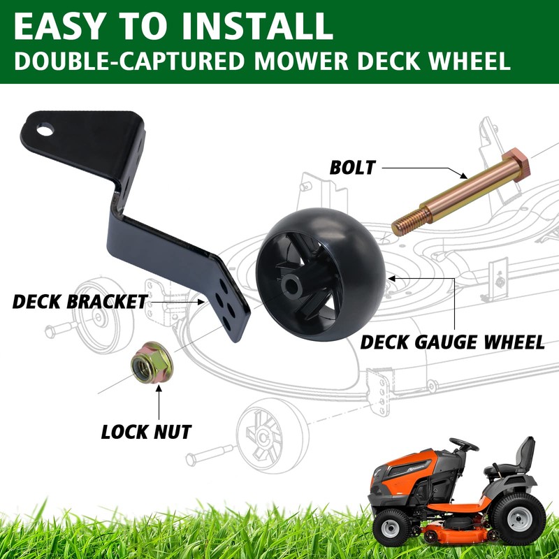 CheeMuii Mower Deck Gauge Wheels with Deck Brackets Kit 4