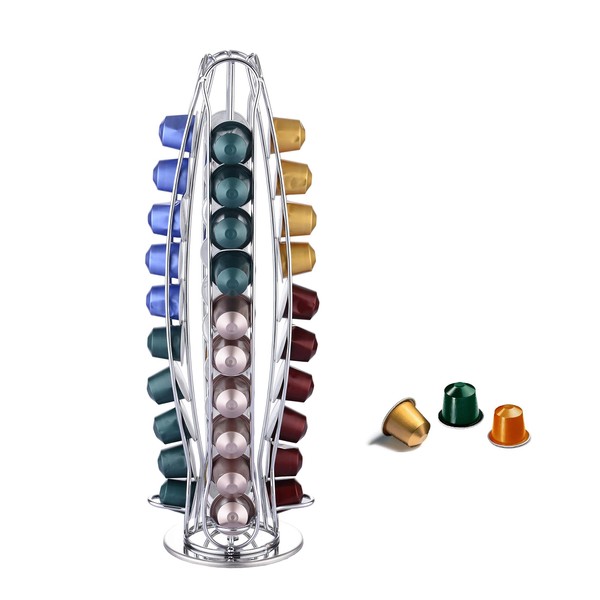 Exzact EX-NP021-40 Nespresso Coffee Capsule Holder, Rotating Pod Tower Rack (Pack of 40)