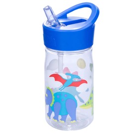 Wildkin 96408 Water Bottle, for School Kindergarten Boys and Girls, 16 Oz Olive Kids Design Features Flip Straw, Top Carrying Handle, 1, Dinosaur Land