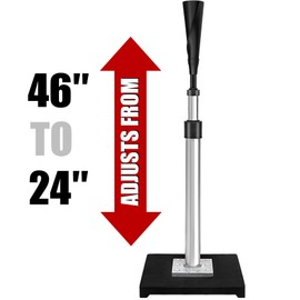 LOMGWAYS Baseball/Softball Batting Tee-Adjusts from 24"-46", Premium Portable Baseball Tee with 2 Ultra- Flexible Rubber Tops and Heavy Weight Base for Teens/Adults