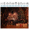 Fmarui 10x8ft Merry Christmas Backdrop, Christmas Tree & Fireplace Photography
