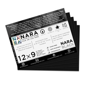 NARA Black Paper for Alcohol Ink Painting (360 GSM, Black Paper, 12"x9")