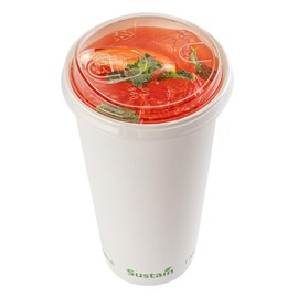 Restaurantware LIDS ONLY: Sustain Cold Cup Lids 50 Disposable Lids For Cups - Cups Sold Separately Fits 9 12 16 20 And 22 Ounce Cups Clear PLA Plastic Lids With Sip Opening And Straw Hole