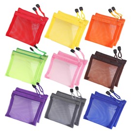 18 Pcs Mini Zipper Mesh Bags - Reusable 12x10CM Nylon Mesh Zipper Pouch Organizer, Coin Pouch & Cosmetic Travel Bags for Makeup, Lipstick, Toiletries, Keys, Cards & Office Supplies with Sturdy Zippers
