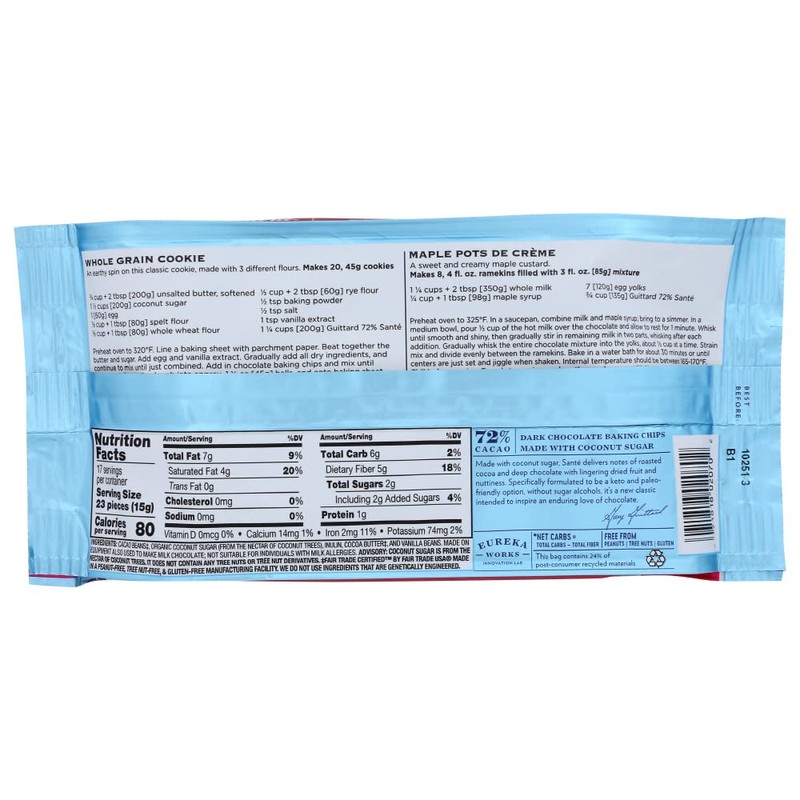 GUITTARD 72% Sante Dark Chocolate Baking Chips, 9 OZ