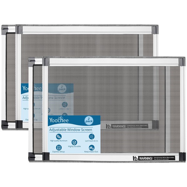 Yoochee Expandable Window Screen, 2 Pack Adjustable Window Screen(18" H