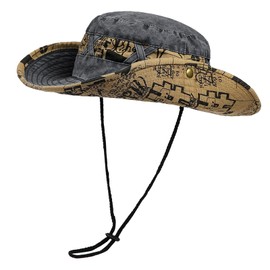 TAGVO Unisex Fashion Bucket Hat, Classic Two-Tone Letter Wide Brim Foldable UV Protection Safari Sun Hat, Packable Outdoor Men Women Black