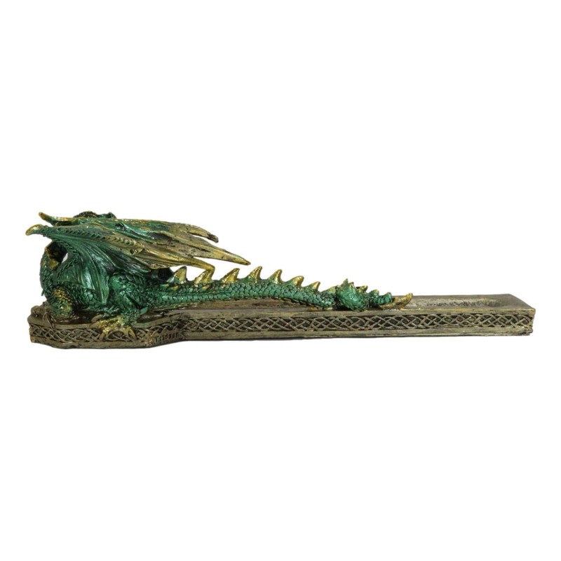 Medieval Celtic Green Dragon Roaring Incense Burner Holder Decorative Figurine