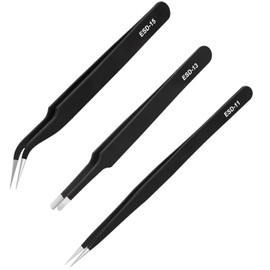 3PCS Precision Tweezers Set, Upgraded ESD high-end anti-static for Craft, Electronics, Soldering, Laboratory Work, Soldering, Model, Eyelash Extensions, Nail stickers, Jewelry-Making