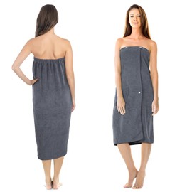 Jokisa Sauna kilt women's sauna towel with buttons, sauna towel made of 400 g/m² microfibre, with pockets and elastic band, towel dress, suitable for sauna, bathroom, swimming pool
