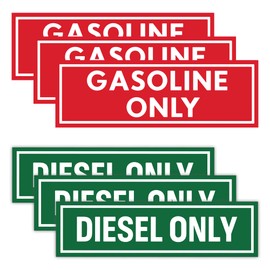 United by Color Gasoline & Diesel Fuel Only Stickers (6pack) - Strong Adhesive Waterproof Fuel Stickers - No Fade, Used for Truck, Car, RV, Gas Tank & Can