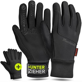 MACCIAVELLI® Men's Winter Cycling Gloves - 2-in-1 Set with Liner Gloves - Touchscreen Cycling Winter Gloves for Men & Women - Ideal Gloves for Cycling/MTB/Jogging