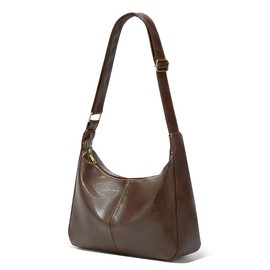 GRPKSSIB PU Leather Crossbody Bag Hobo Shoulder Bags Casual Tote Handbags Women's Crescent Purse with Adjustable Strap (Coffee)