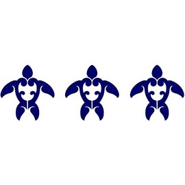 Tribal Turtle Step Marker (Set of 3) Porcelain Swimming Pool Mosaic (4" x 4", Blue)