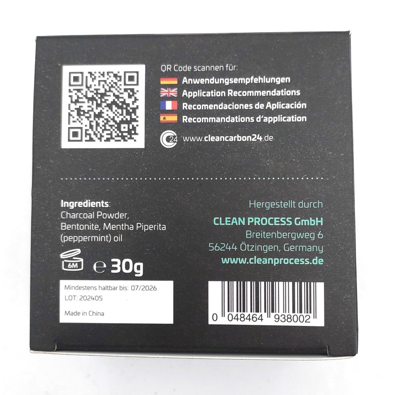 CleanCarbon24 Activated Carbon Teeth Whitening Powder Mint, 100% Natural, Vegan,