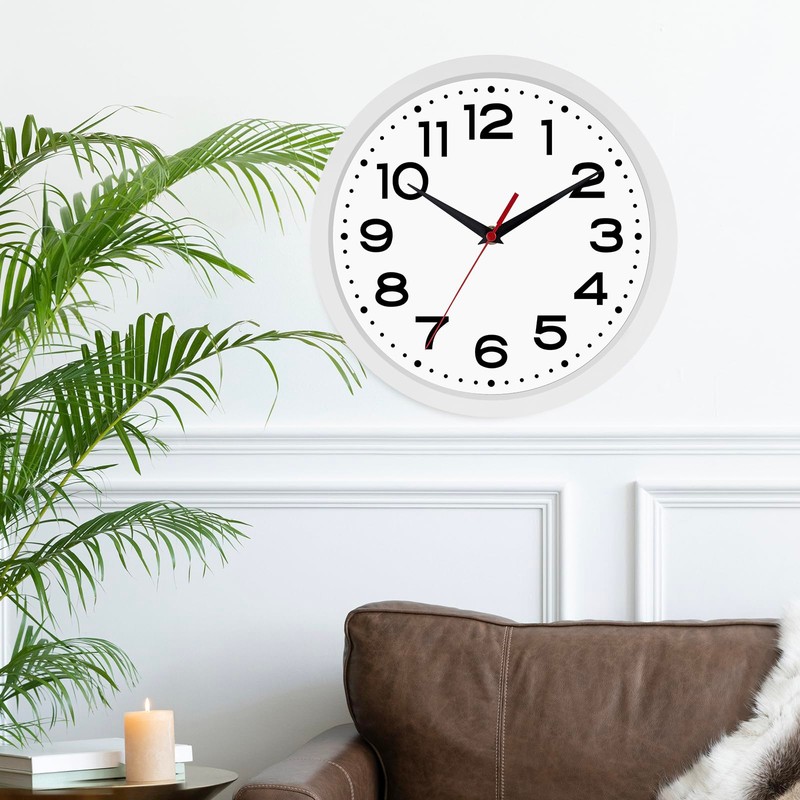 Wall Clock Silent Non-Ticking Modern Clock Battery Operated 8 Inch