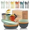 36Pcs Wheat Straw Plates and Bowls Sets, Wheat Straw Dinnerware