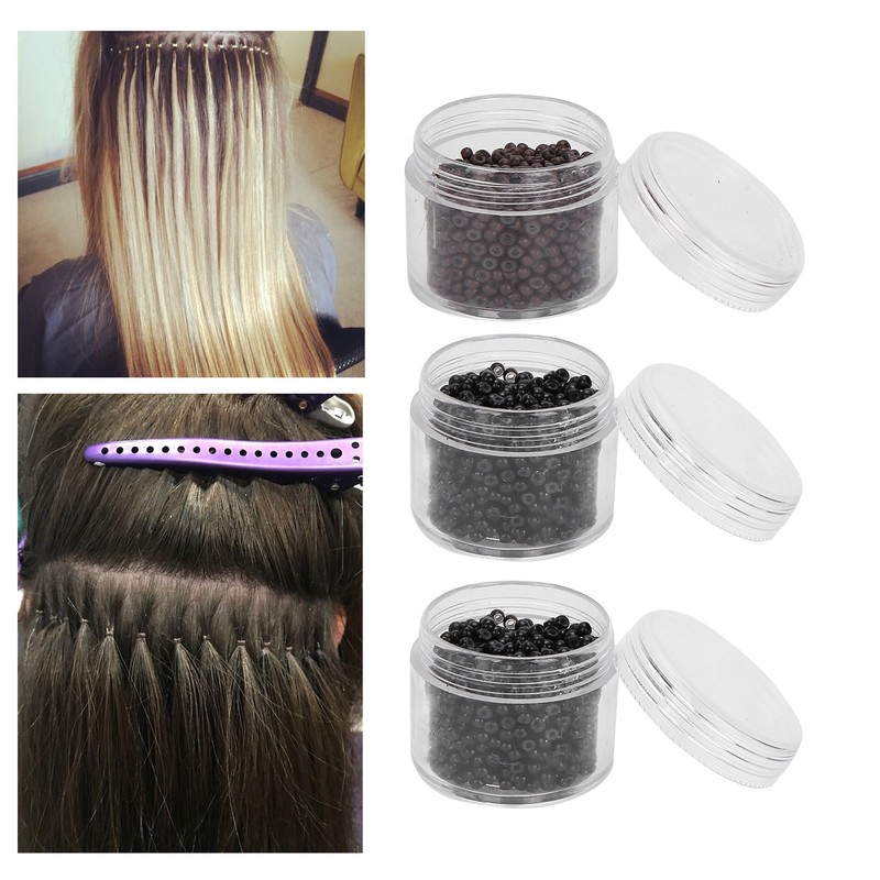 3 Bottles 3.0mm Silicone Micro Links Rings Beads Small Comfortable