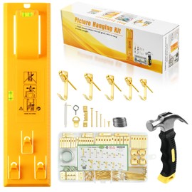 Stalishare Instaframe Easy Picture Hanging Kit with Level, Goodsnova Picture Hanging Tool Hang and Level in Seconds, Including Hammer, 218PCS Picture Hanger with Hook, Nail, Wire for Painting/ Photo