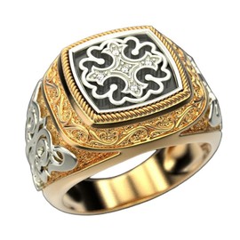 Cross Ring, Christ Cross Ring for Men, Catholic Cross Ring Religious Cross Jewelry, Vintage Flower Pattern Ring Punk Crusader Cross Ring Masonic Cross Ring (12)