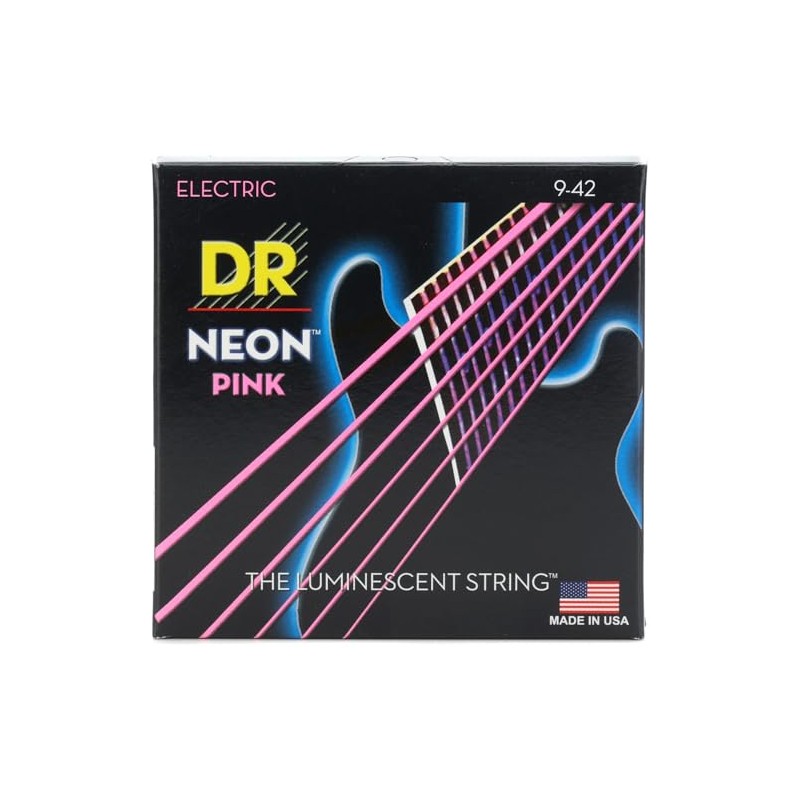 DR Strings HI-DEF NEON Cuerdas para Guitarra Eléctrica (NPE-9), Rosa