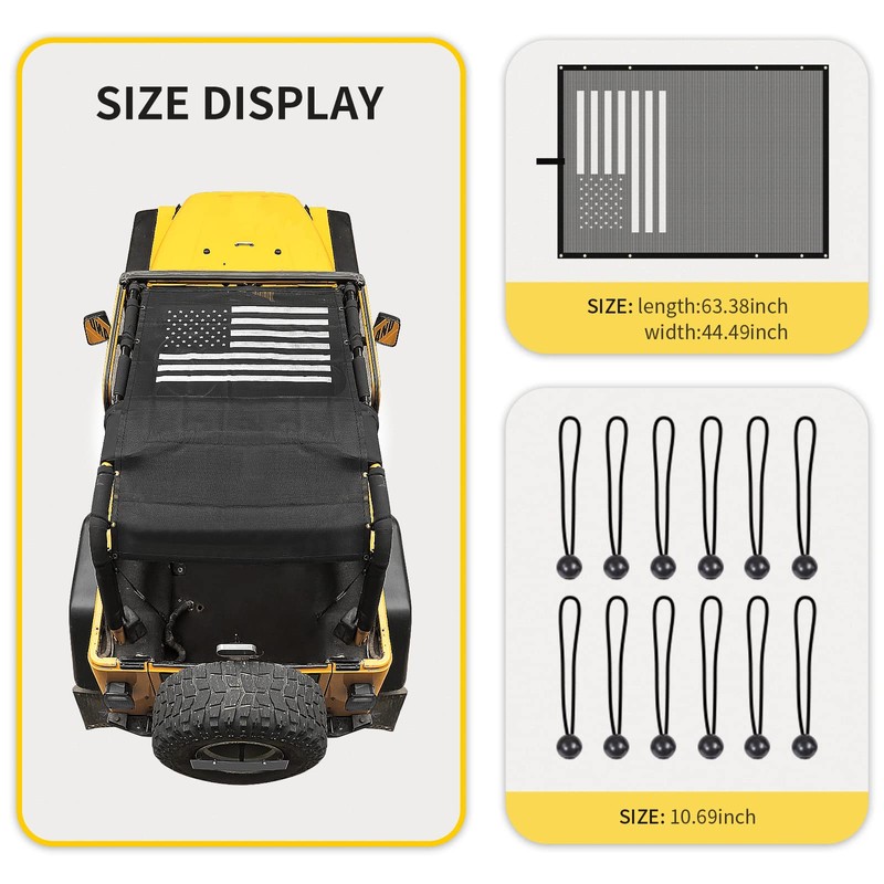 RT-TCZ for Jeep TJ Sunshade Soft Top, TJ Bikini Top
