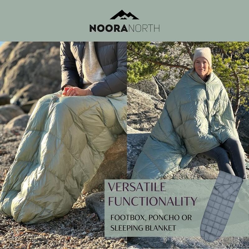 Noora North Down Camping Blanket with Footbox – Lightweight, Packable,