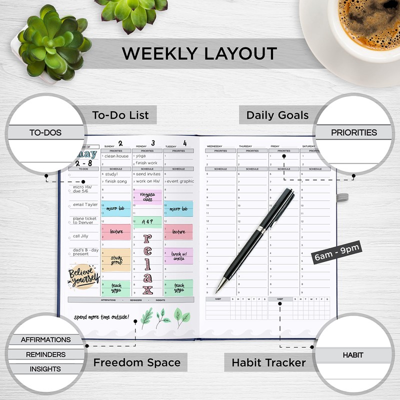 Live Whale Daily Planner - 90 Day Organizer Mindfulness Journal