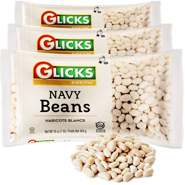 Glicks Navy Beans 16oz (3 Pack) | Perfect for Chili,