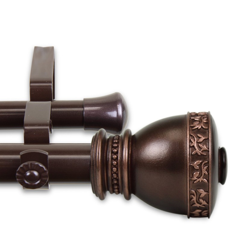 Rod Desyne 1" Delaney Double Curtain Rod, 28-48", Bronze