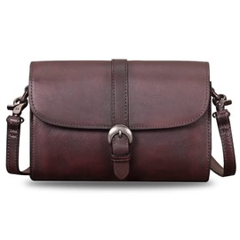 Genuine Leather Crossbody Bag Purses for Women Vintage Shoulder Satchel Handbags (Coffee)