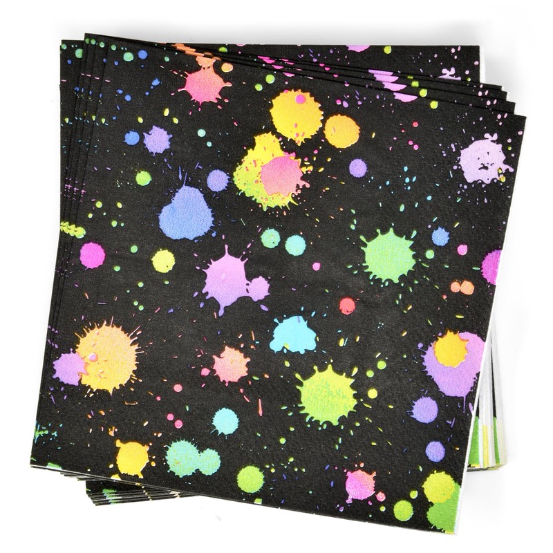 100 Glow Cocktail Napkins Neon Beverage Disposable Paper Colorful Party