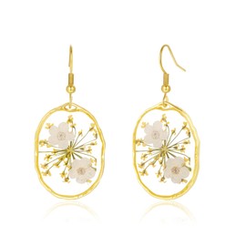 Narzissen-Ohrringe | Hängeohrringe für Frauen und Mädchen | Tropfenohrringe aus gepressten Blumen, Trockenblumen | Geburtsblumenohrringe für März | Symbole der Wiedergeburt und Hoffnung