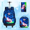 3PCS Rolling Backpack for Boys, 21 Inch Dinosaur Roller School