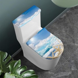 GOSTONG Hawaii Beach Starfish Theme Toilet Lid & Tank Covers Dust Cover Santa Claus Pattern Reusable Stretchable Toilet Lid Protectors for Bathroom Decor