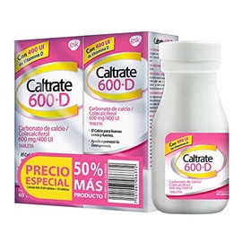 Caltrate Suplemento de Calcio 600 +D 600mg / 400 UI 2 Pack de 60 tabletas + 30 tabletas