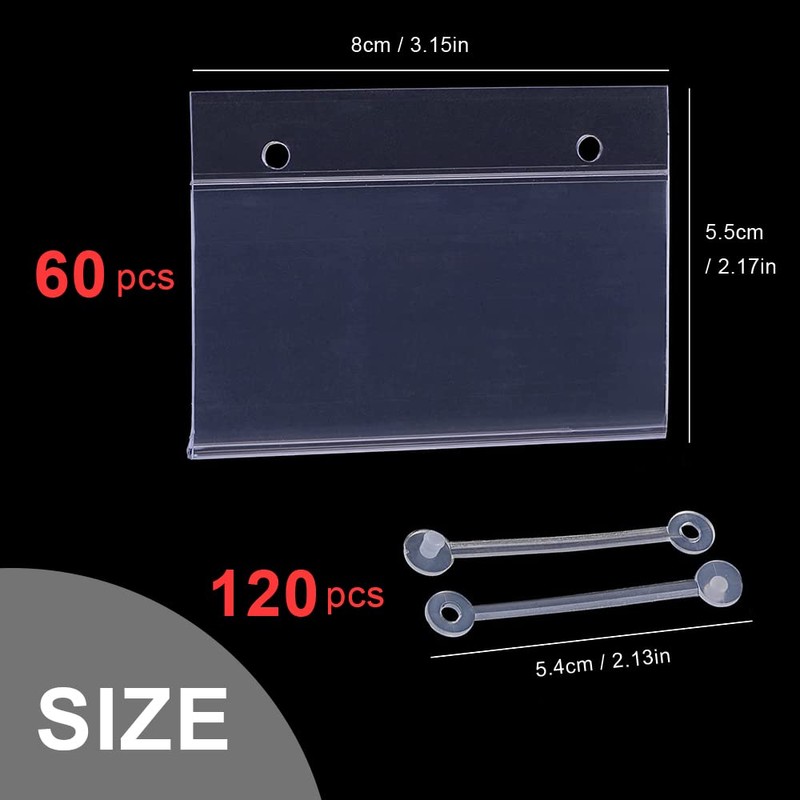 WYAN 60Pcs Plastic Price Tag,Merchandise Sign Display Holder,Plastic Wire Rack