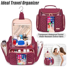 Large Toiletry Bag for Women Men,Bathroom Bag,Water Resistant Makeup Bag,Portable Shower Caddy for College Dorm,Hanging Toiletry Bags for Traveling,Shower Bag with Transparent Waterproof Phone Pocket