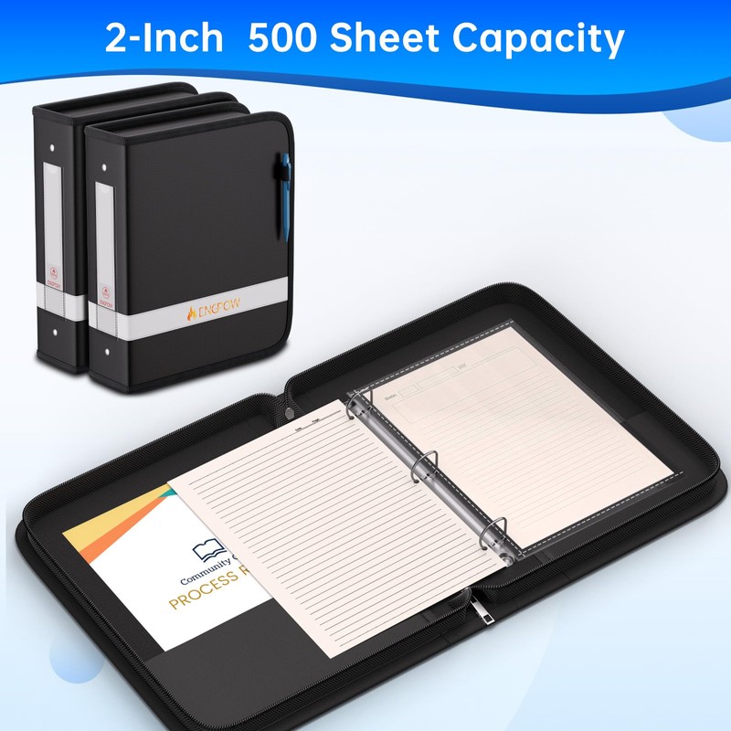 ENGPOW 3 Ring Binder,Fireproof 2 Inch D Ring Binder with