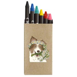 Azeeda 'Dog with Daisy Flowers' Coloured Crayon Set (CY00035556)