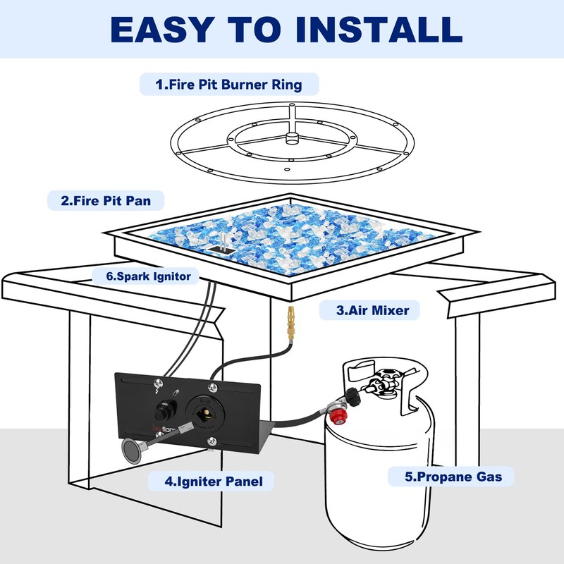 Skyflame Fire Pit Gas Burner Spark Ignition Kit - Including