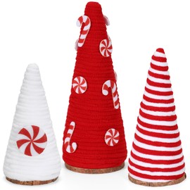 3 PCS Christmas Table Decorations Mini-Yarn Trees Candy Christmas Trees Farmhouse-Decor for Indoor Room Kitchen Home Tiered Tray Decor Gift