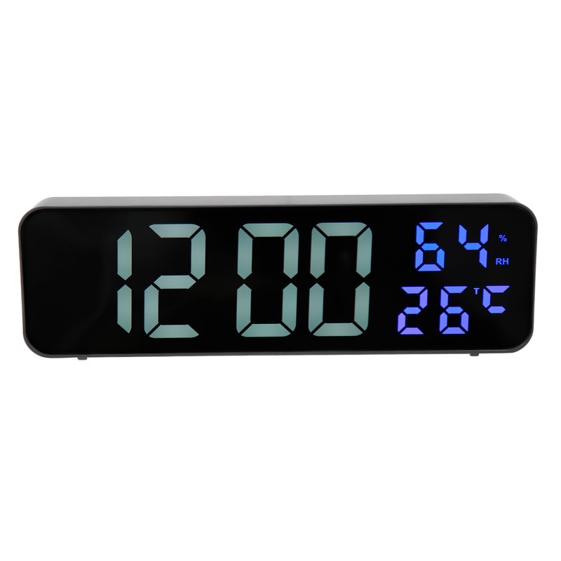 LED 9.1in Mirror Clock Multifunctional Digital Alarm Date Humidity Clock