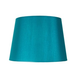 Traditionally Designed Medium 10" Lamp Shade in Teal Faux Silk Fabric | 60w Max | 25cm Bottom Diameter by Happy Homewares