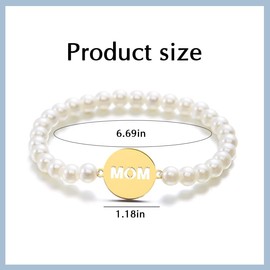 Pearl Bracelets for Women Mom Bracelet Mothers Day Birthday Gifts for Mommy Mama Appreciation Retirement Gift for Mummy Mum Mother's Day Bracelets for Women Mom Gifts from Daughter Son