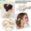 4 Pcs Rhinestone Gold Pearl Leaf Wedding Hair Clips Suitable