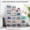 10 Pack Large Shoe Boxes Clear Stackable, Space Saving Acrylic