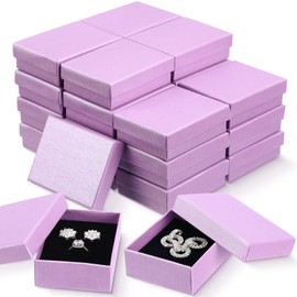 Sasylvia 36 Pcs Jewelry Cardoard Gift Boxes Small Jewelry Packaging Boxes Necklace Ring Earring Gift Storage Box with Cushion and Lid 3.5 x 2.8 x 1.2 Inch(Pink Purple)