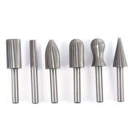 NUZAMAS Set of 6 Rotary Burrs 6mm Round Shank Woodworking Carving Tools